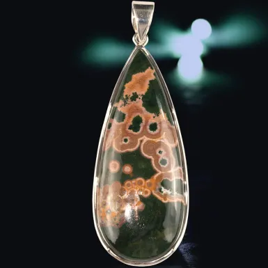 Elegante Ciondolo in Argento con Diaspro Oceanico ...