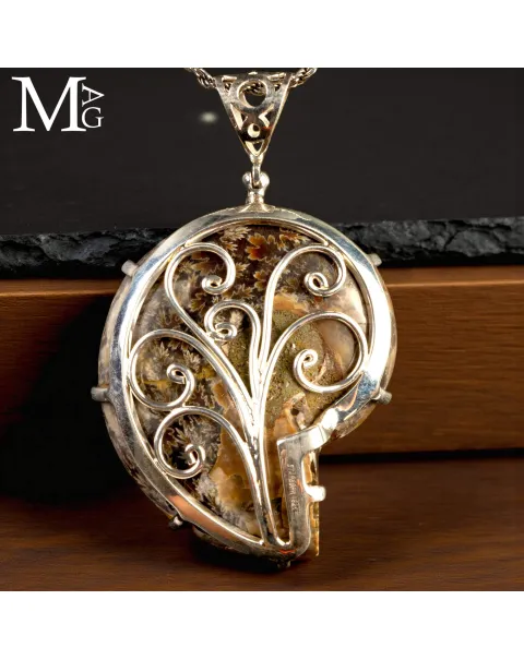 Ciondolo in argento con Ammonite e Turchese naturale