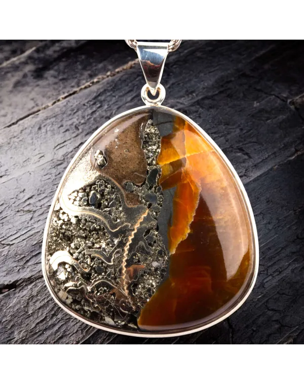 Ciondolo in Argento con Ammonite Fossile Speetonic...