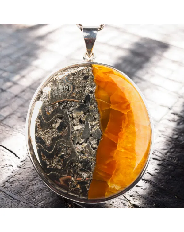 Ciondolo in argento con Ammonite fossile – Pirit...