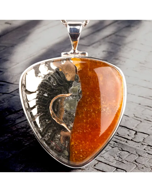 Ciondolo in argento con ammonite Speetoniceras Ver...