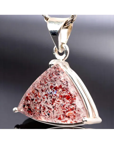 Ciondolo in Argento con Quarzo Fragola Trigonale