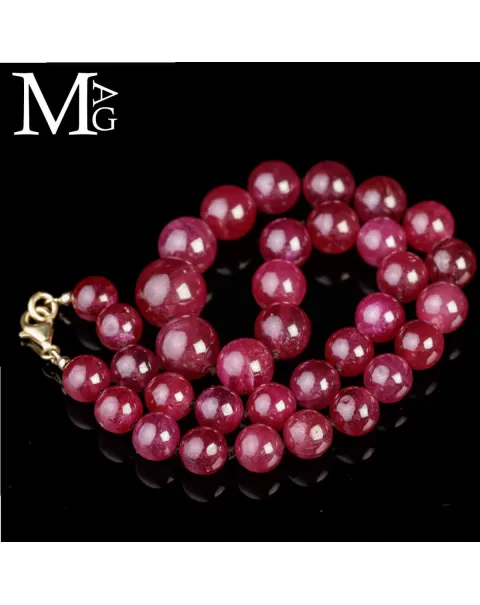Collana in Rubini Naturali – 35 Sfere “Sangue di Piccione”.