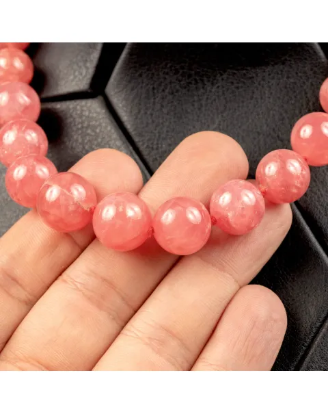 Collana Esclusiva di Perle di Rodocrosite Naturale Gem.