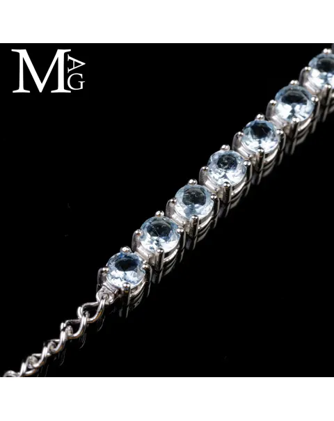 Bracciale Tennis in Argento con Zaffiri Azzurri.