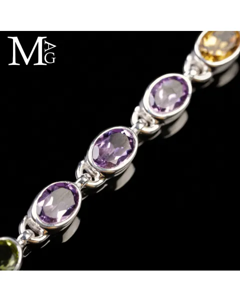 Bracciale in Argento con Gemme Multicolore.