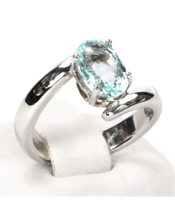 Anello Oro Bianco Acquamarina