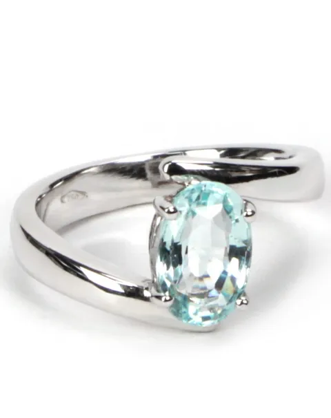 Anello Oro Bianco Acquamarina