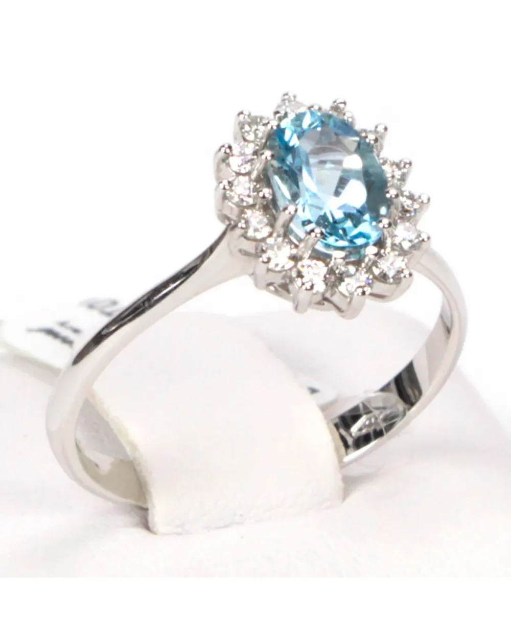 Anello Oro Bianco Acquamarina e Diamanti