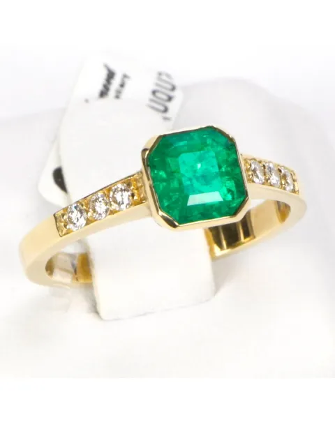 Anello Oro Smeraldo Colombiano e Diamanti