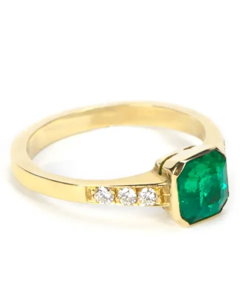 Anello Oro Smeraldo Colombiano e Diamanti