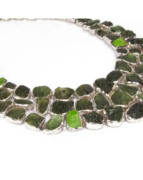 Collana con Moldavite e Peridoto