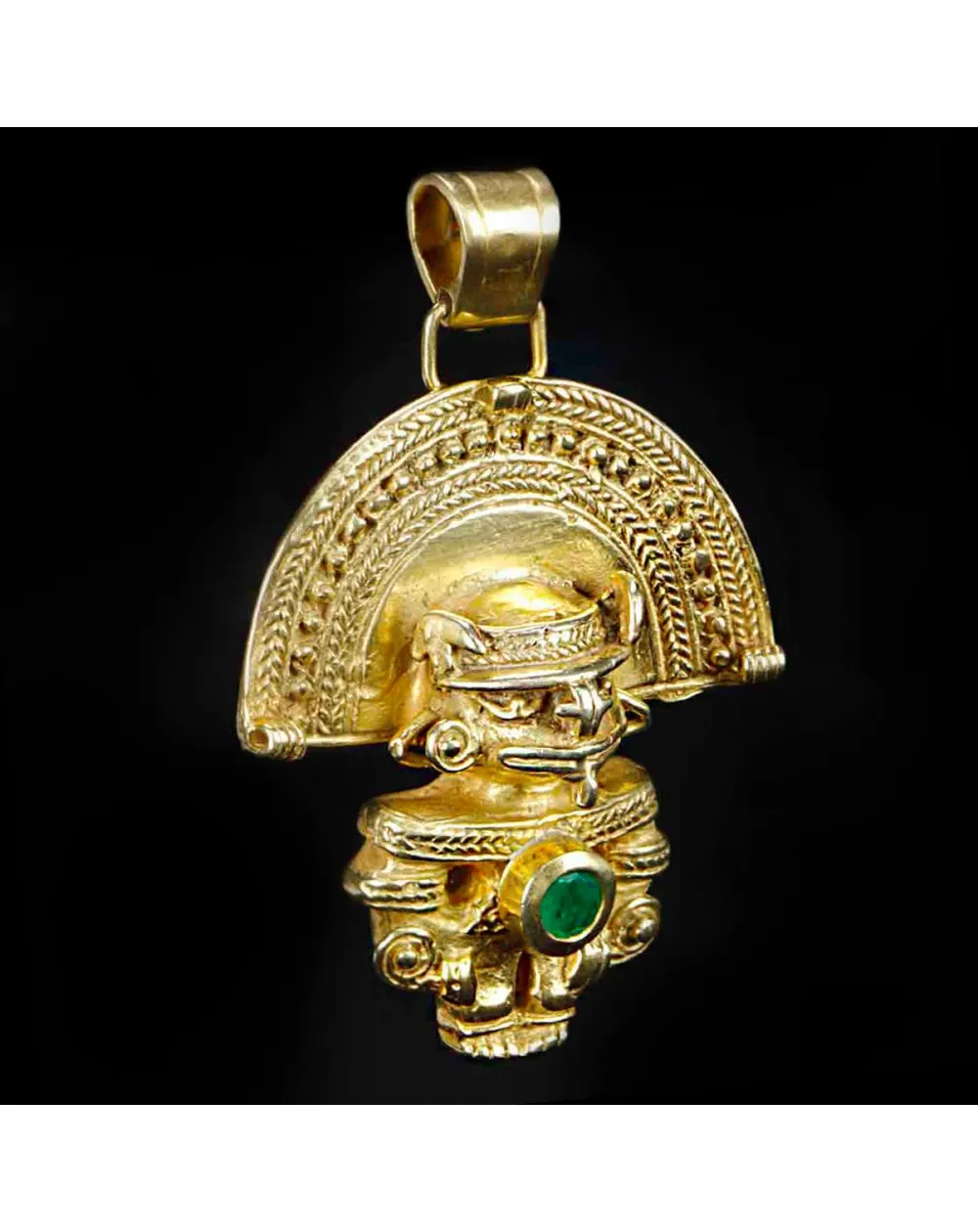 Pendente Naylamp in Argento e Oro con Smeraldo