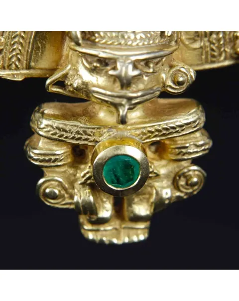 Pendente Naylamp in Argento e Oro con Smeraldo
