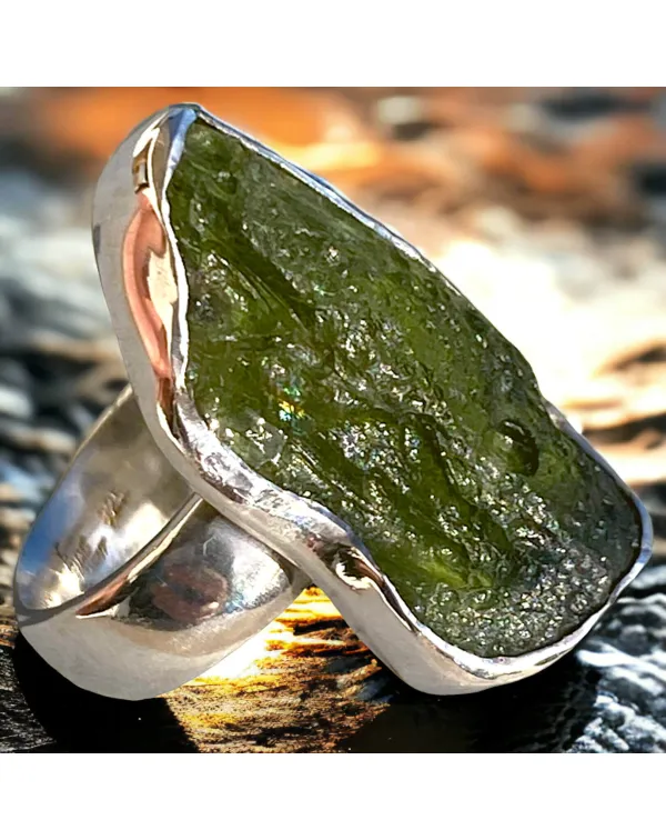 Anello in Argento 925 con Moldavite Naturale - Il ...