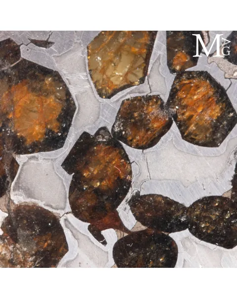 Gioiello orbitale in acciaio con di meteorite pallassite