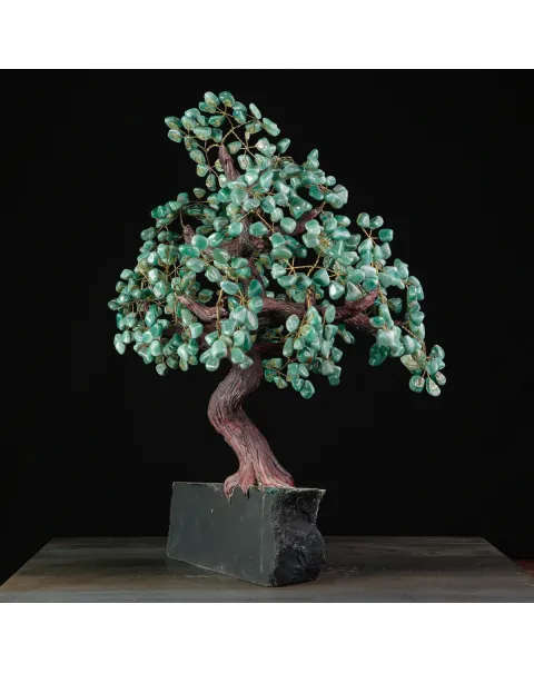 Albero della Vita: Bonsai di Avventurina su Base di Drusa di Ametista Naturale.