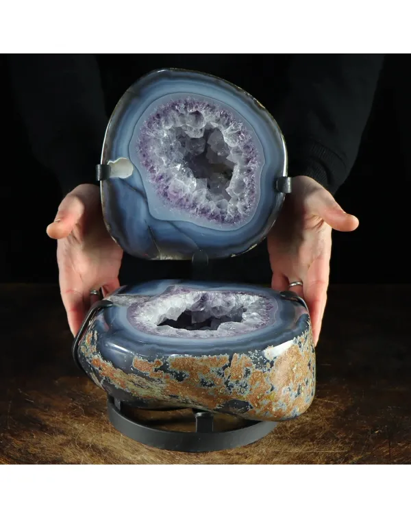 Geode Agata Sezionata su base