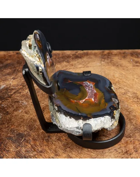 Geode Agata Sezionata Su Base
