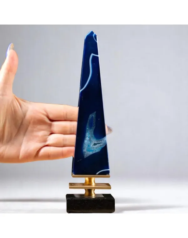 Obelisco in Agata Blu – Design Elegante su Base ...