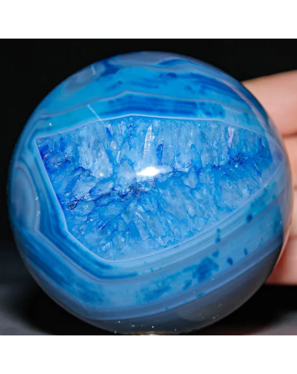 Sfera in Agata Naturale Tinta – Geode con Nucleo