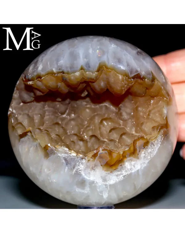Sfera Geodica in Agata e Quarzo Naturale.