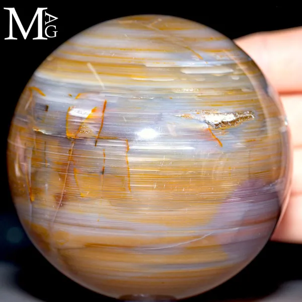 Sfera in Agata Naturale – Toni Miele, Lilla e Trame Irregolari