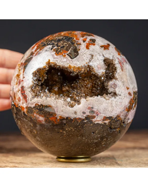 Sfera Geode di Calcedonio: Un Capolavoro Geologico...