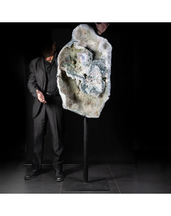 Spettacolare  Geode di Calcedonio verde