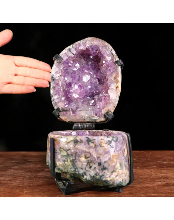 Geode di Ametista con montatura in ferro battuto �...