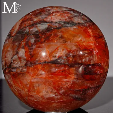 Sfera in Quarzo Ematoide Rosso – Inclusioni Stra...