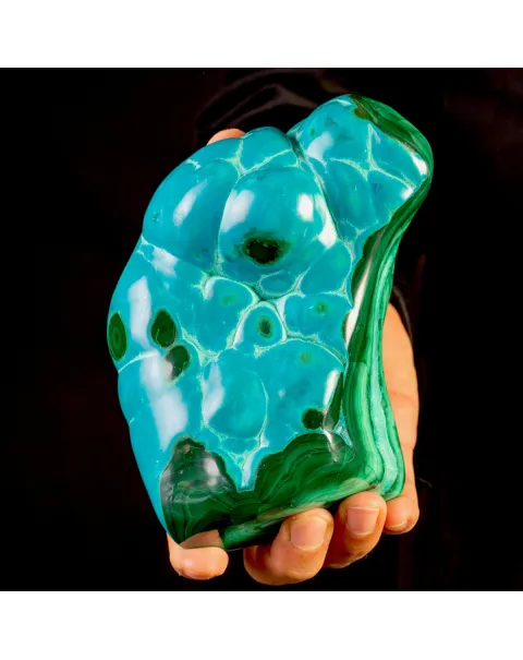 Crisocolla su Malachite – Campione Botroidale dal Congo
