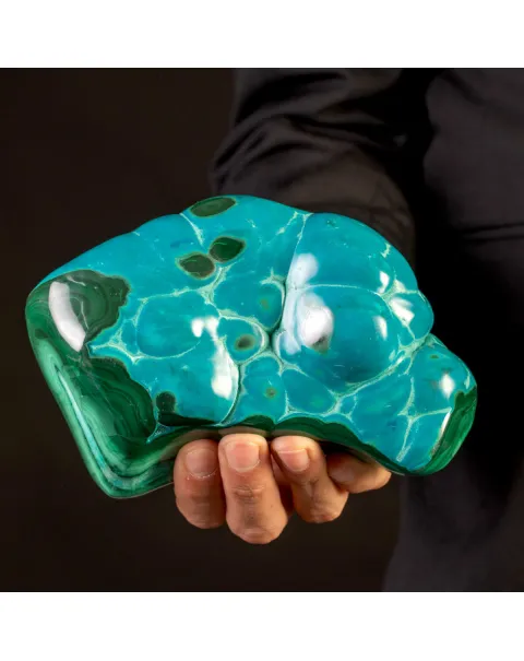 Crisocolla su Malachite – Campione Botroidale dal Congo