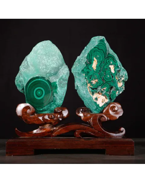Coppia di lastre in Malachite di prima scelta.