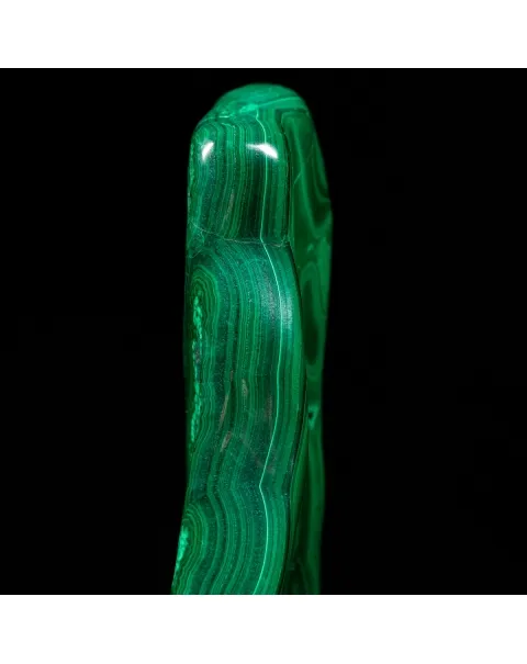 Malachite su piedistallo in legno e ottone
