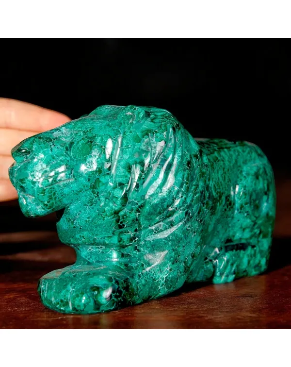 Leone in Malachite Naturale.