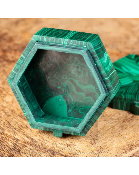 Scatola portagioielli in Malachite - esagonale