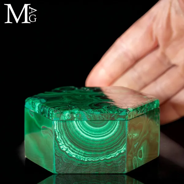 Piccolo Scrigno Esagonale in Malachite Naturale