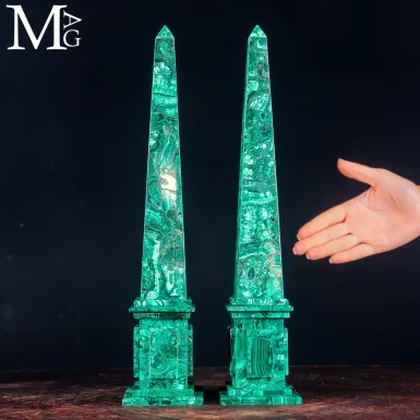 Coppia di Obelischi in Malachite Naturale