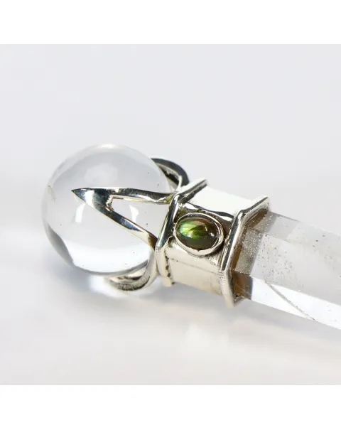 Scettro in Quarzo con Labradorite cabochon