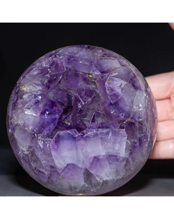 Sfera di Cristalli di Ametista Intagliata da Geode...