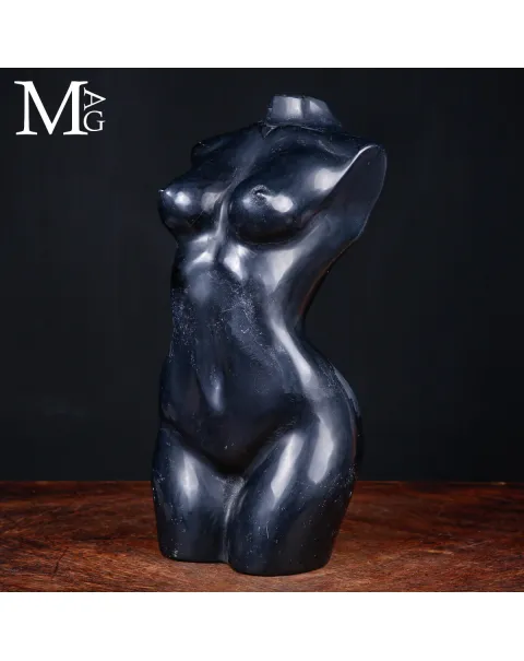 Scultura Corpo Femminile - Busto in Diaspro Nero