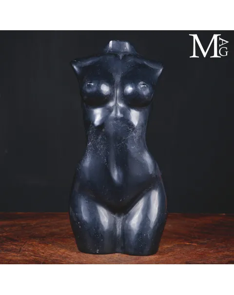 Scultura Corpo Femminile - Busto in Diaspro Nero