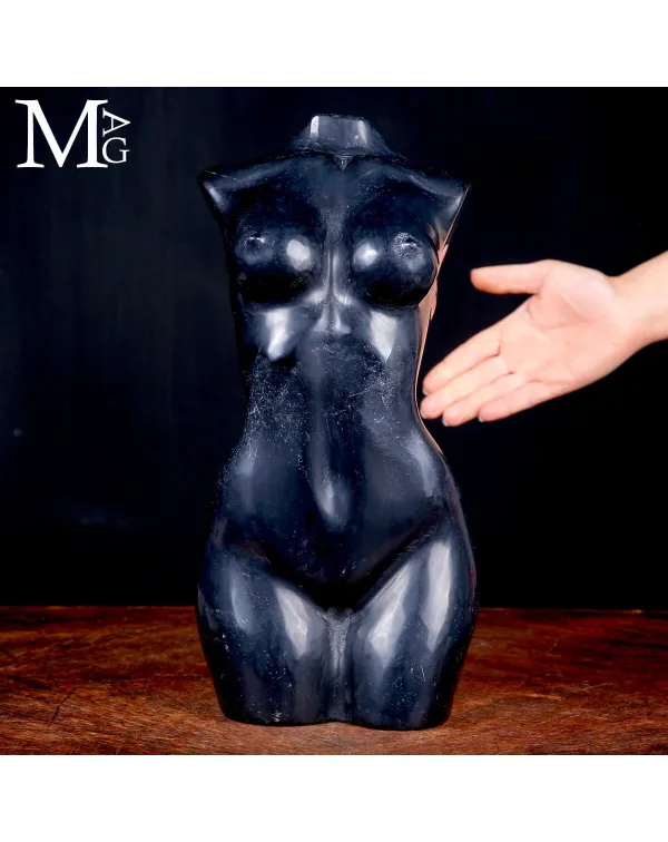 Scultura Corpo Femminile - Busto in Diaspro Nero