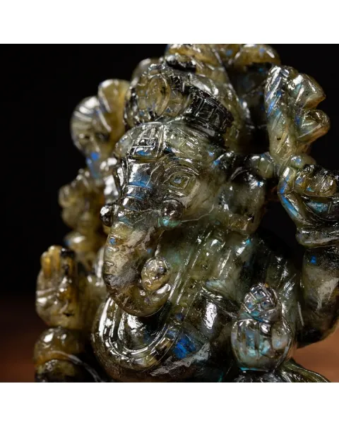 Statua Ganesh Labradorite (660g)
