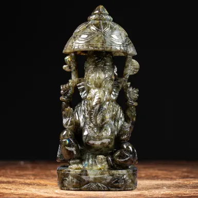 Statua Ganesh Labradorite (1240g)