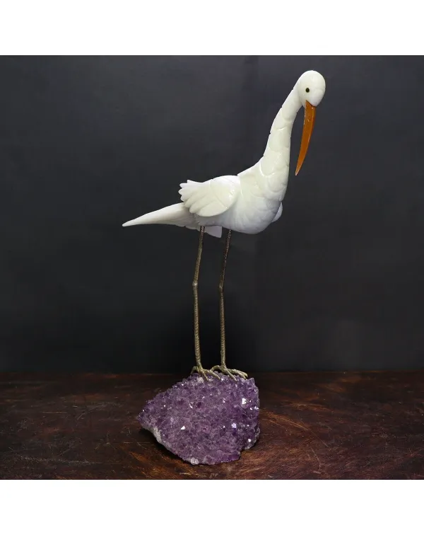 Cigno in Quarzo su drusa Ametista