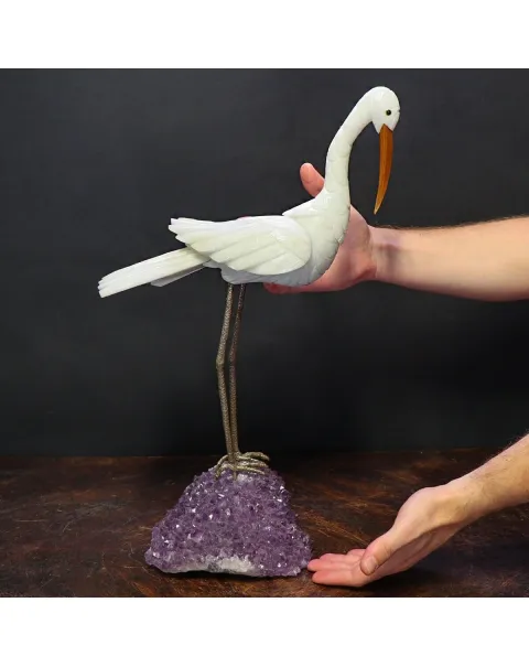 Cigno in Quarzo su drusa Ametista