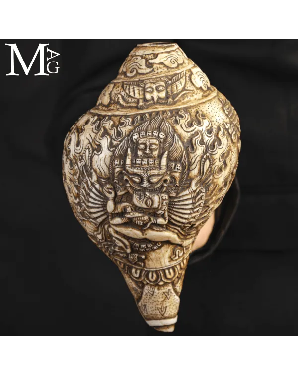 Conchiglia Shankha Tibetana Scolpita – Simboli B...