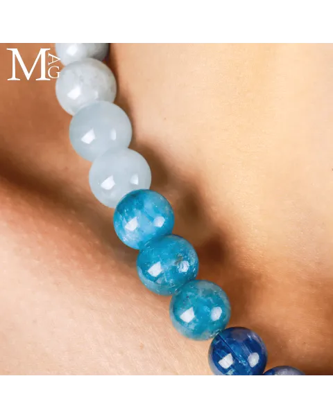 Collana in Kyanite, Neon Apatite e Acquamarina.